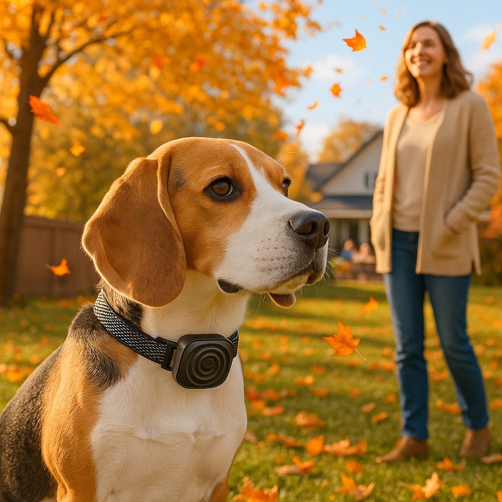 collier anti aboiement chien smartnobark beagle maitresse jardin