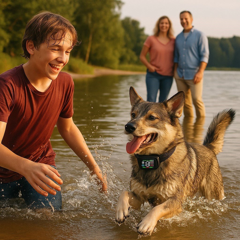 collier anti aboiement petit chien minidoggymute vallhund suedois adolescent plage