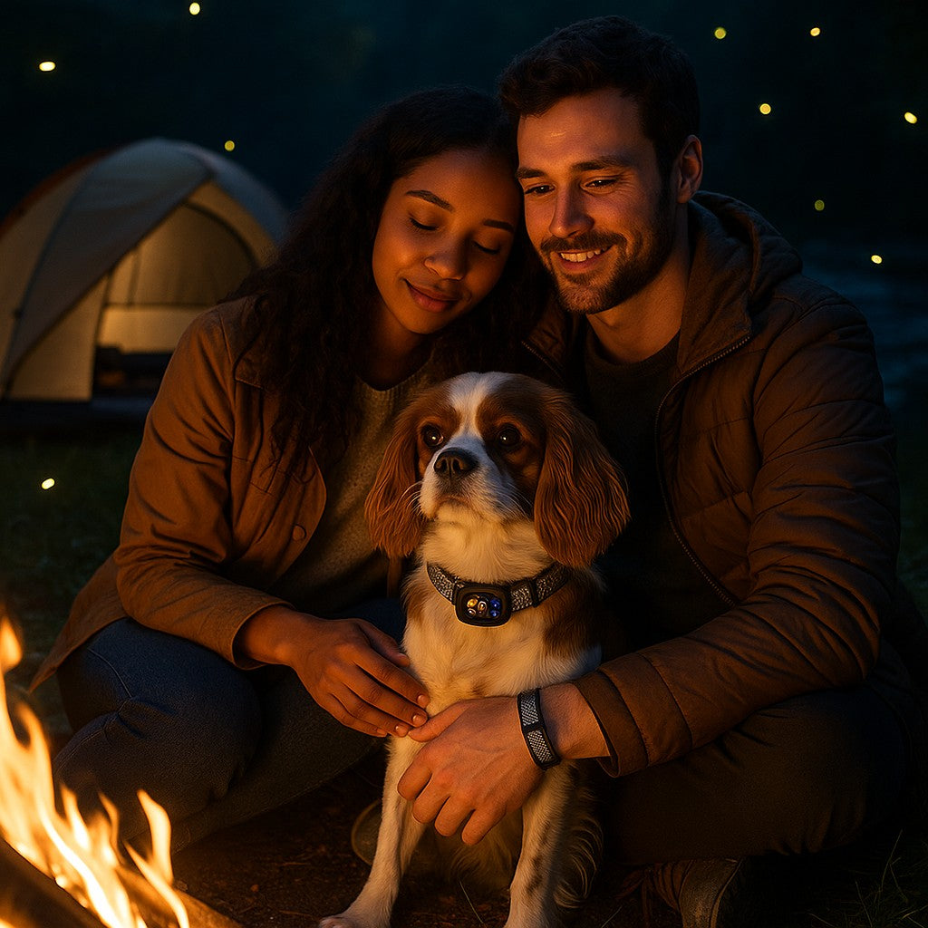 collier anti aboiement pour chien littlenobark cavalier king charles camping couple