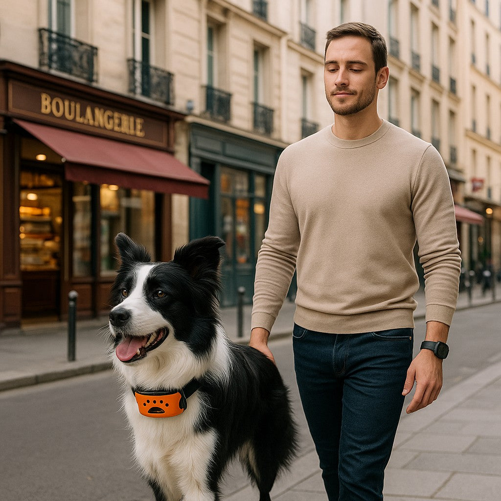 collier anti aboiements hushpawcollar border collie balade avec xavier