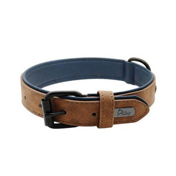 collier cuir chien colorfulleathercollar coffee