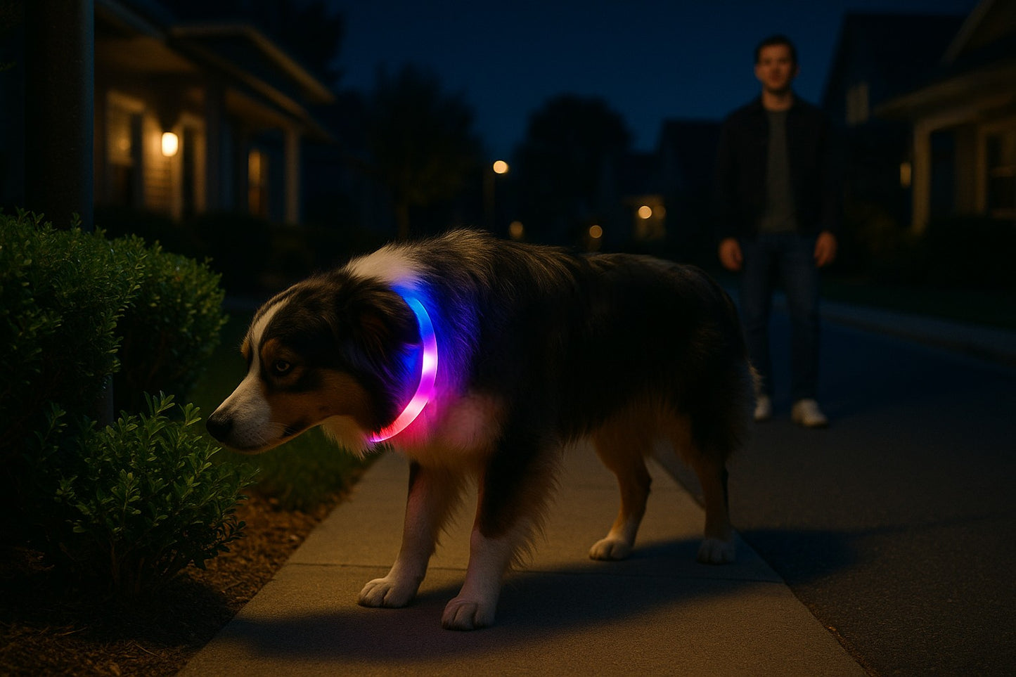 collier lumineux chien shiningcollar berger australien arnaud quartier nuit