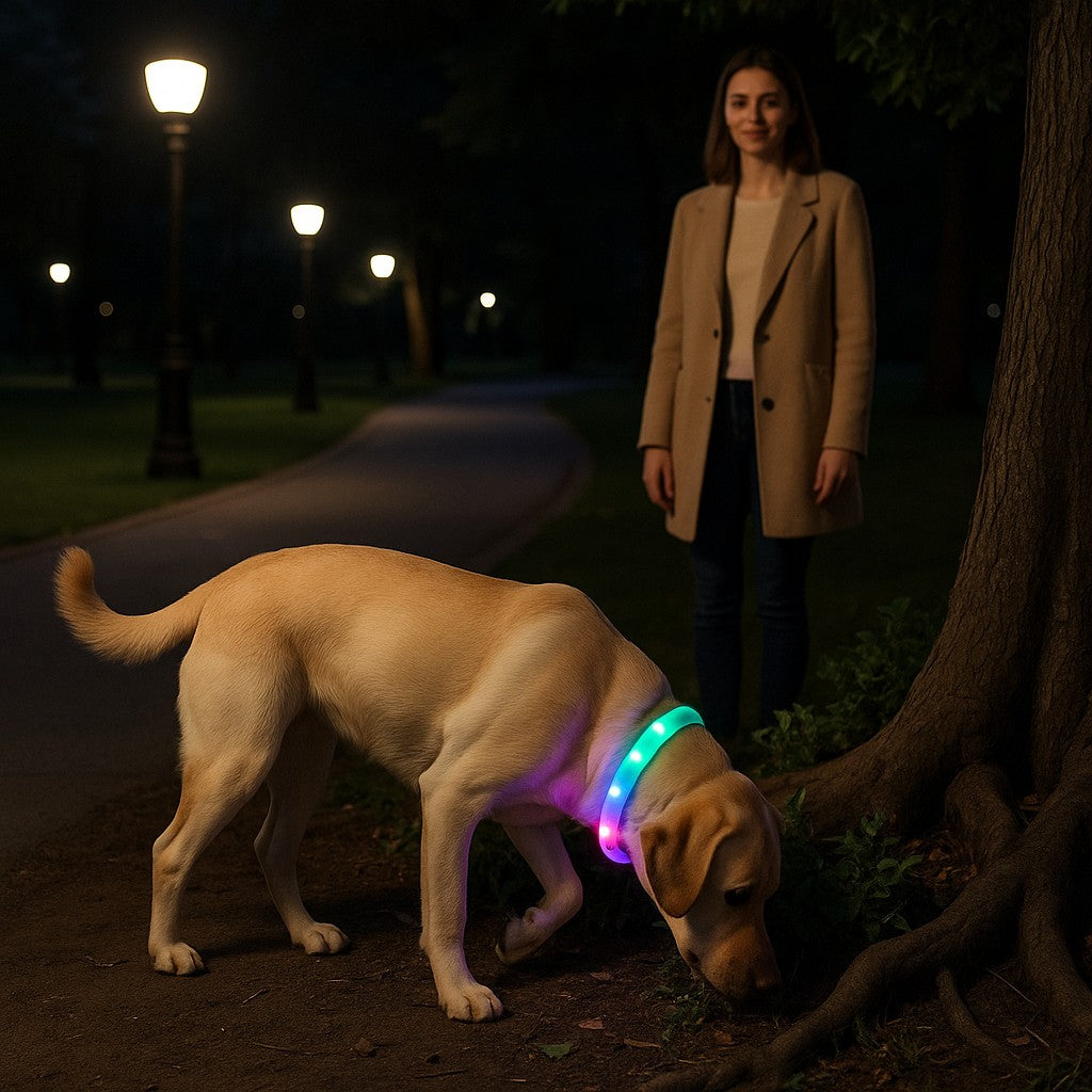 collier lumineux chien shiningcollar labrador mathilde parc nuit