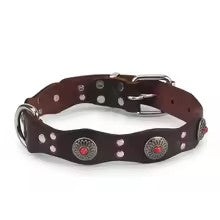 collier pour chien en cuir vintageleathercollar marron rouge