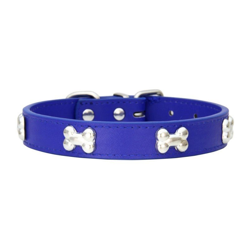 collier pour chien leatherbonecollar bleu