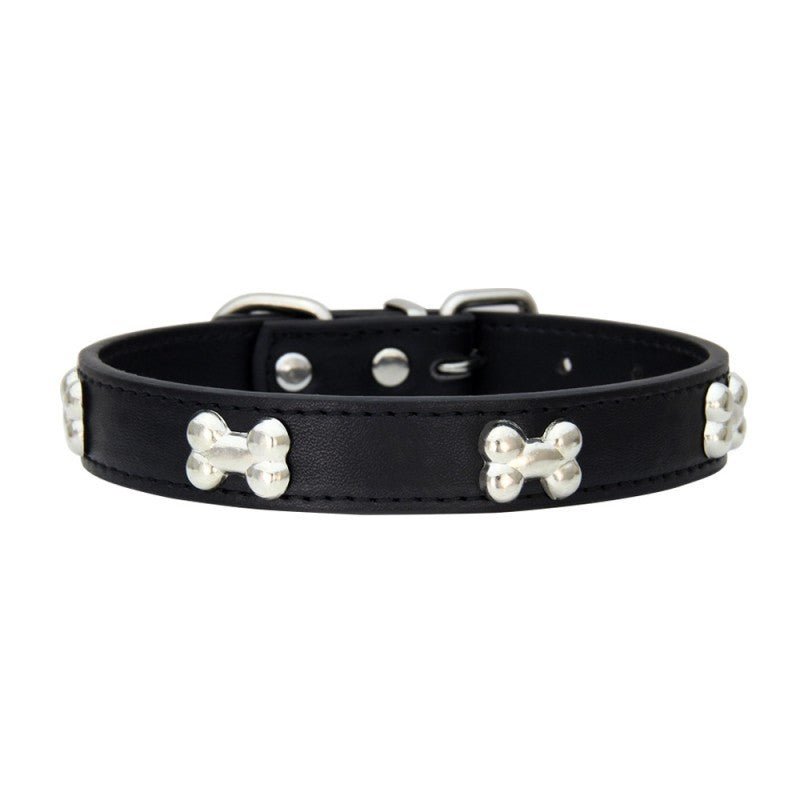 collier pour chien leatherbonecollar noir