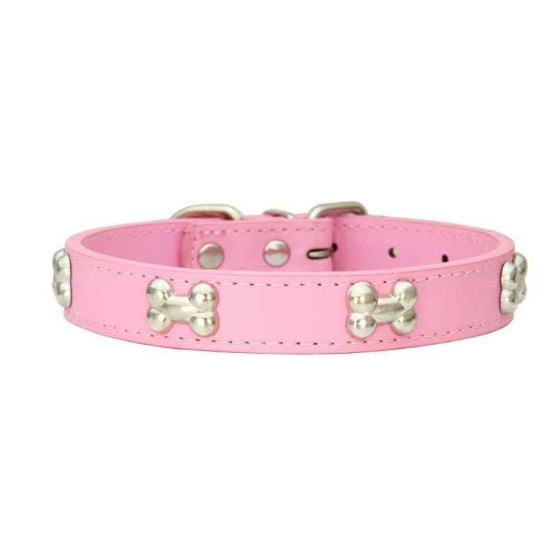 collier pour chien leatherbonecollar rose pale