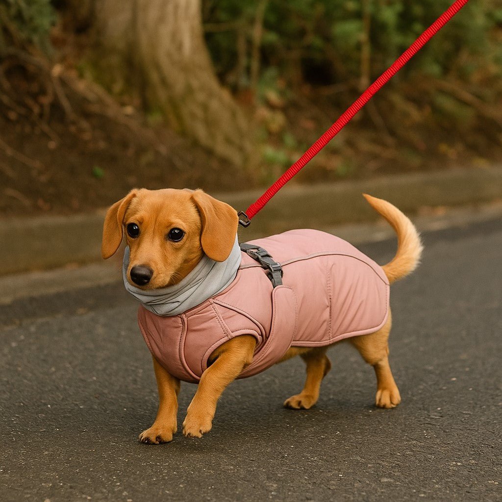 chien manteau streetcol rose petit chien balade confortable laisse rouge