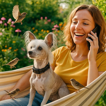 collier anti aboiement canimist chien chinois crete tranquille avec oiseaux