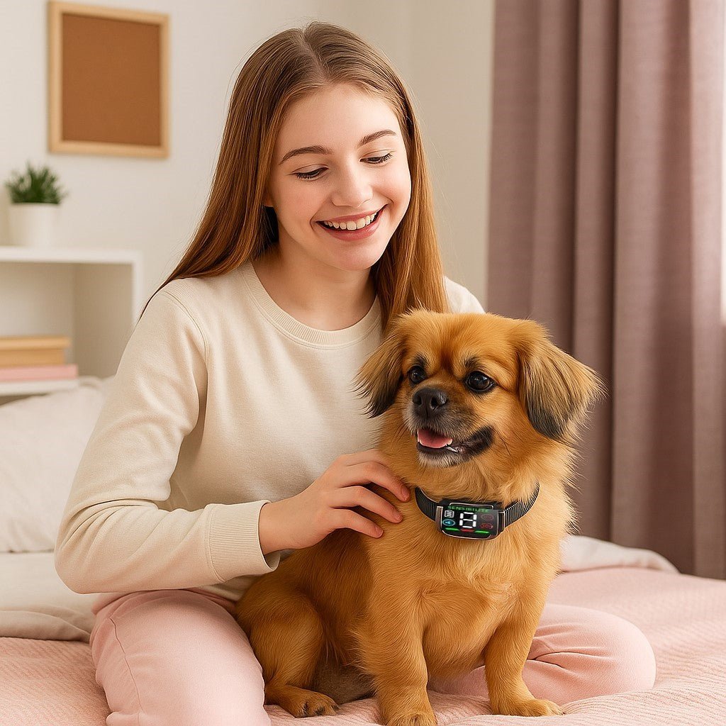 collier anti aboiement petit chien minidoggymute epagneul tibetain adolescente
