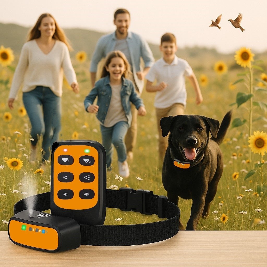 collier chien anti aboiement citruzip presentation collier telecommande famille champs fleuri