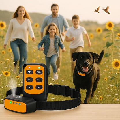 collier chien anti aboiement citruzip presentation collier telecommande famille champs fleuri