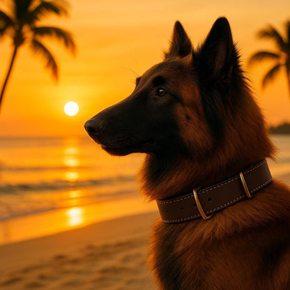 collier cuir chien sweetleather berger belge plage