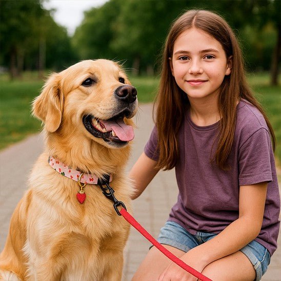 collier chien fruitycharm golden retriever laisse fillette fraise