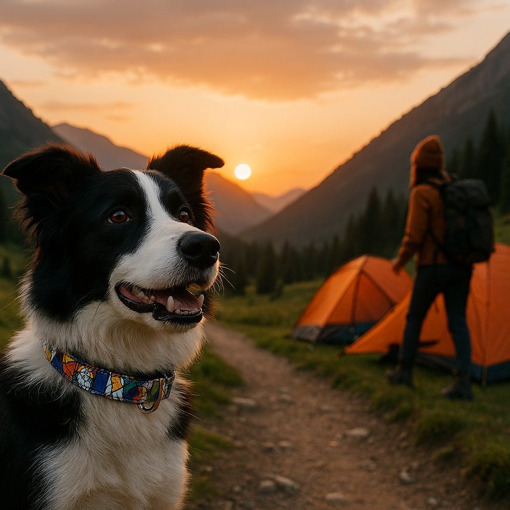collier chien reve boheme blanc border collie camping montagnes