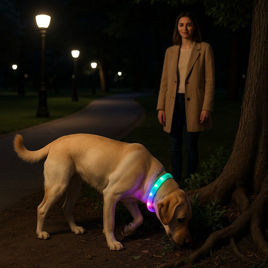 collier lumineux chien shiningcollar labrador mathilde parc nuit