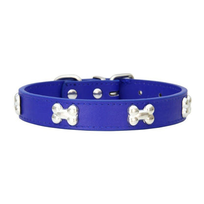collier pour chien leatherbonecollar bleu