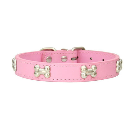 collier pour chien leatherbonecollar rose pale