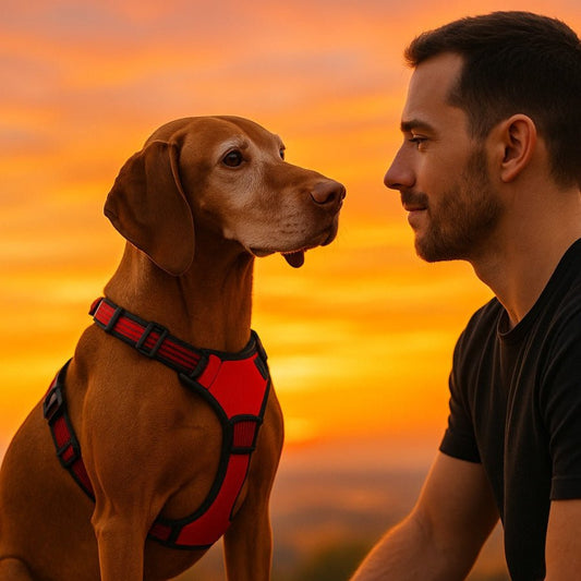 harnais chien comfortdog complicite coucher soleil