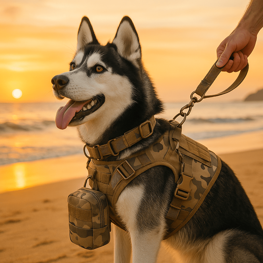harnais chien tactikdogkit husky plage