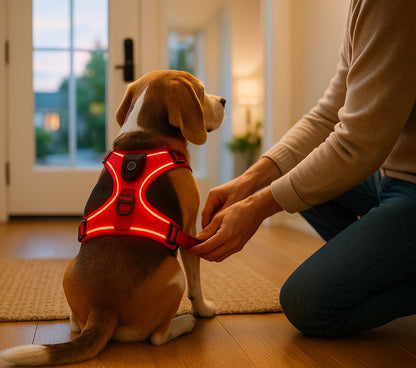 harnais pour chien le gardien rouge beagle vestibule maitre balade