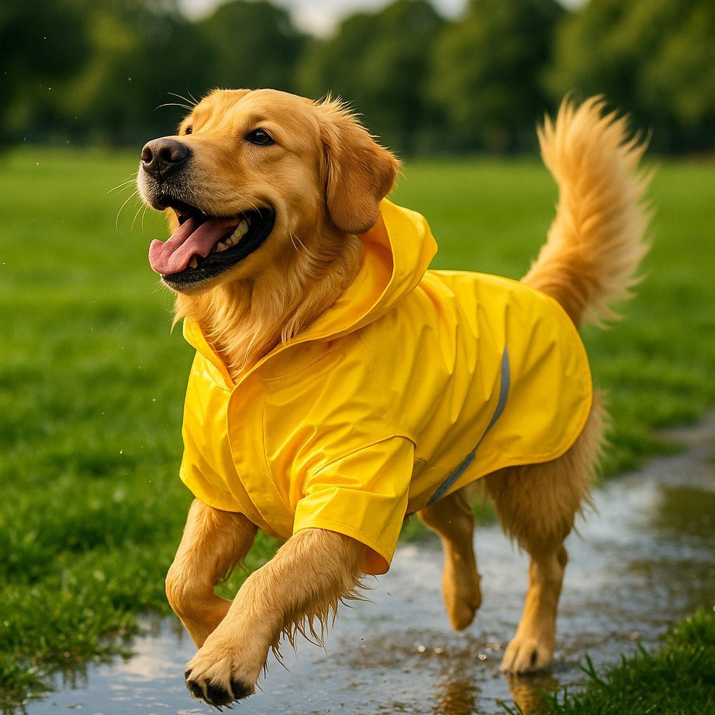 impermeable pour chien keepdry buddy jaune labrador coure flaque eau