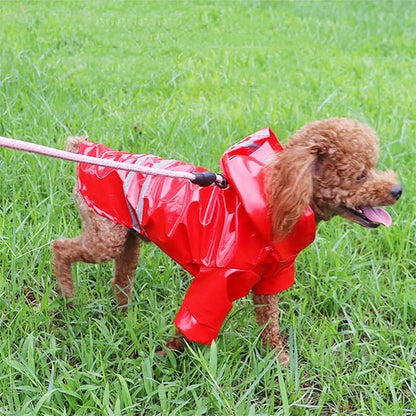 impermeable pour chien keepdry buddy rouge chien se deplace en laisse