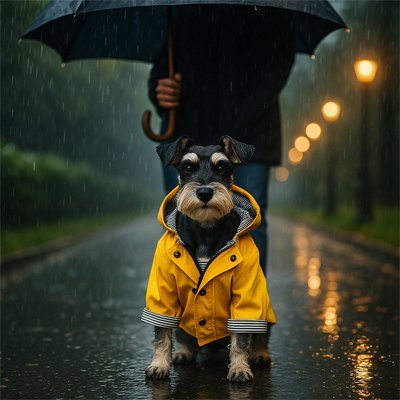 impermeable pour chien yellowmatelot schnauzer nain promenade parc soir pluvieux