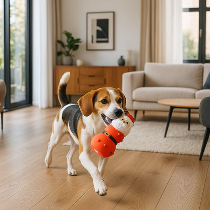 jouet pour chien xmas squeaky rouge forme pere noel beagle cours dans la maison