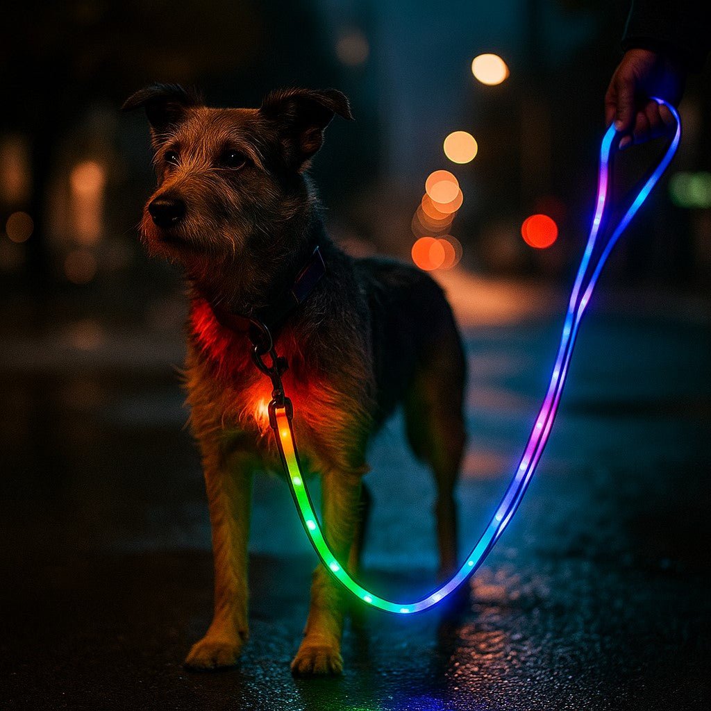 laisse pour chien caniled multicolore chien promenade nocturne avec maitre
