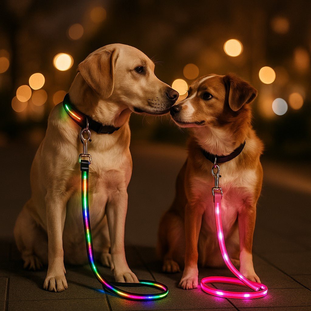 laisse pour chien caniled presentation deux couleurs multicolore et rose calin chien