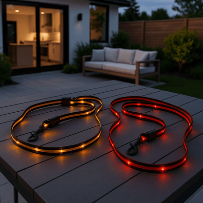 laisse pour chien caniled presentation deux couleurs orange et jaune