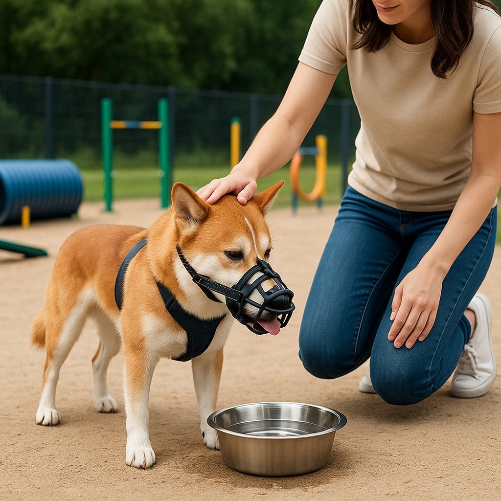 museliere chien calmeasydoggy shiba inu parc chien boit eau