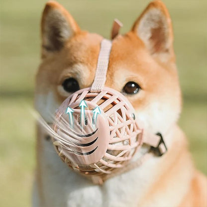 museliere pour chien baskair rose shiba inu de face demontration circulation air