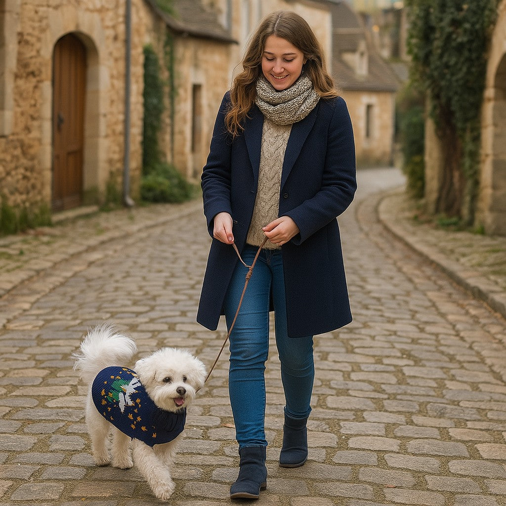 pull chien pawlidays marine flocons lys bichon promenage maitresse