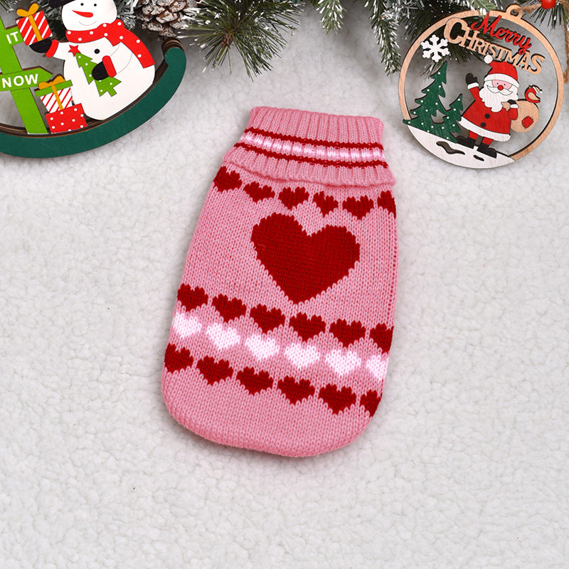 pull chien pawlidays rose coeurs rouges et blancs