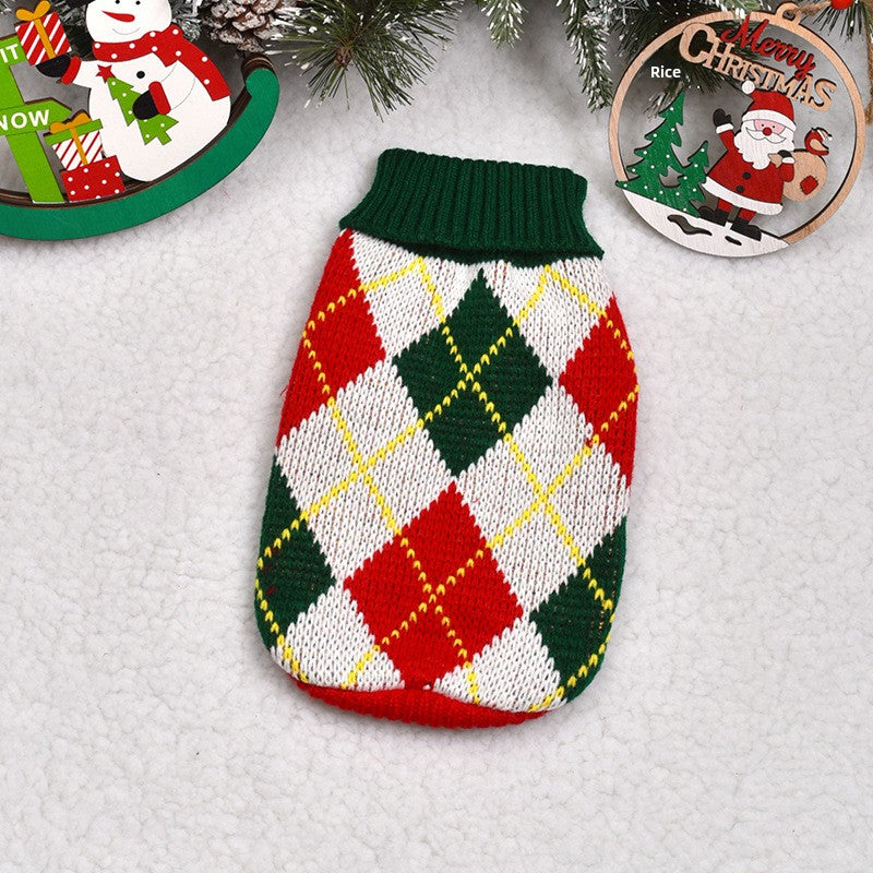 pull chien pawlidays vert rouge blanc motifs losanges